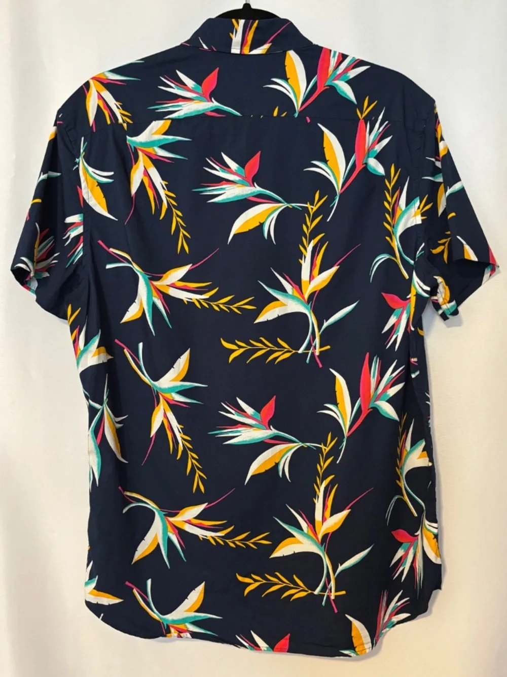J.Crew Slim Fit Tropical Floral Button Shirt Navy Short Sleeve Men M